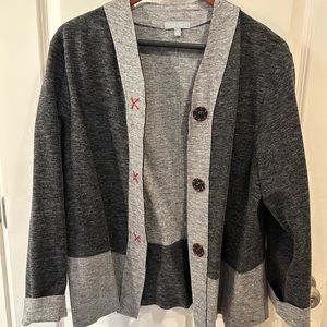 Habitat lightweight fleece jacket, two-tone: charcoal and light gray, size M